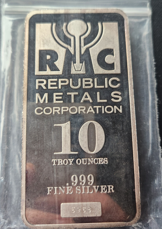 Republic Metals Corp 10 Troy Ounces .999 Fine Silver Bar
