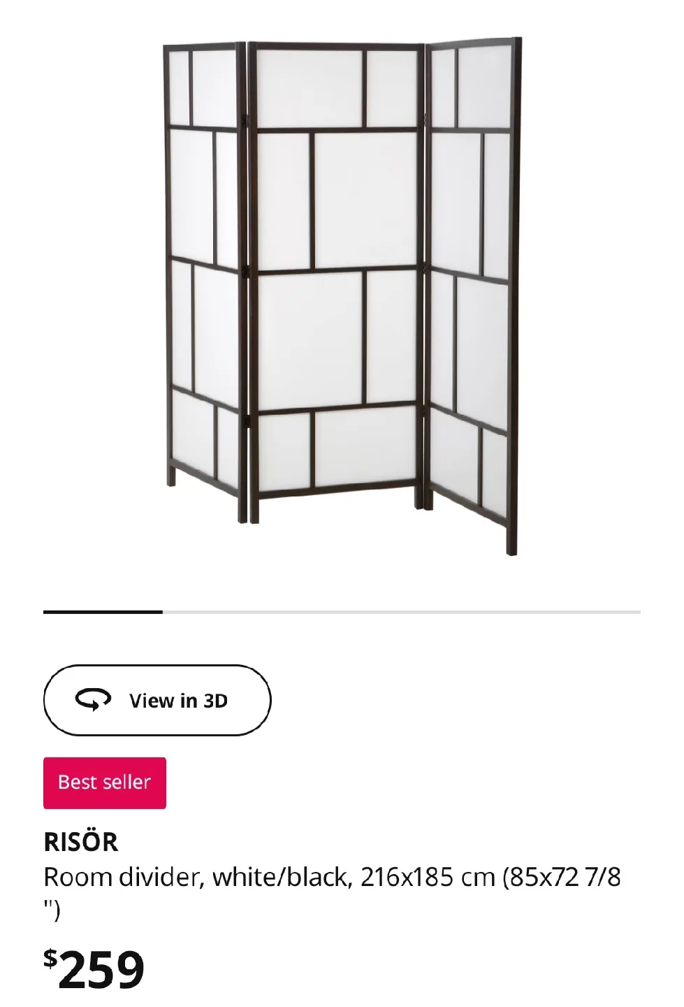 RISÖR Room Divider - White/Black image indicator(2)