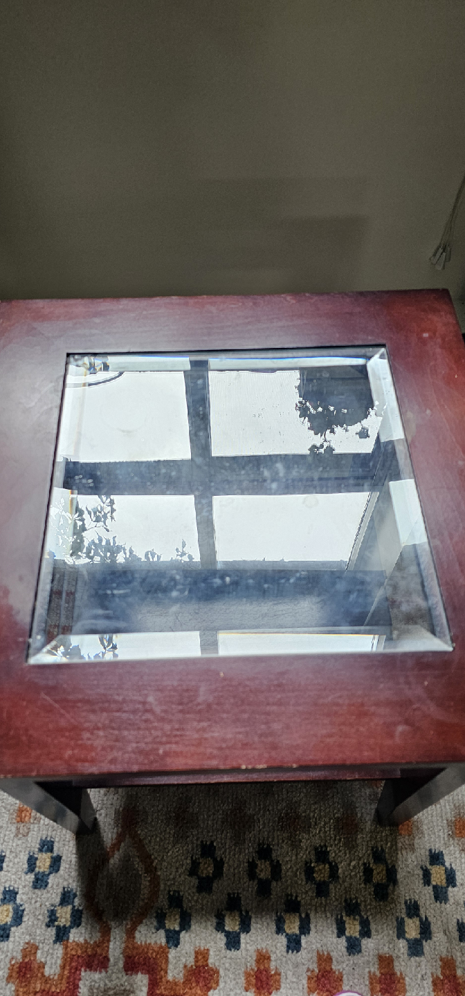 Glass Top Dark Wood End Table ❤️ - photo 3
