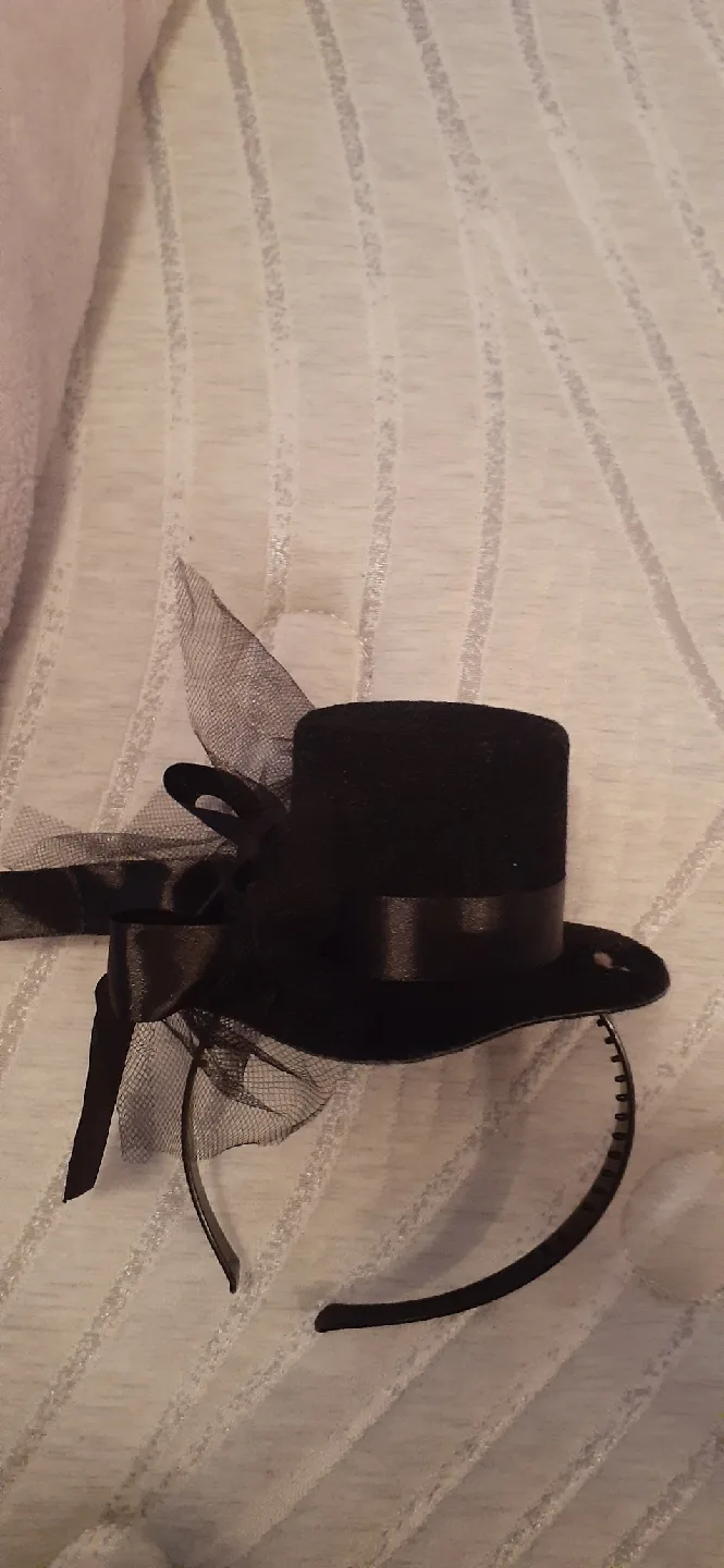 🥕Black Mini Top Hat Headband thumbnail