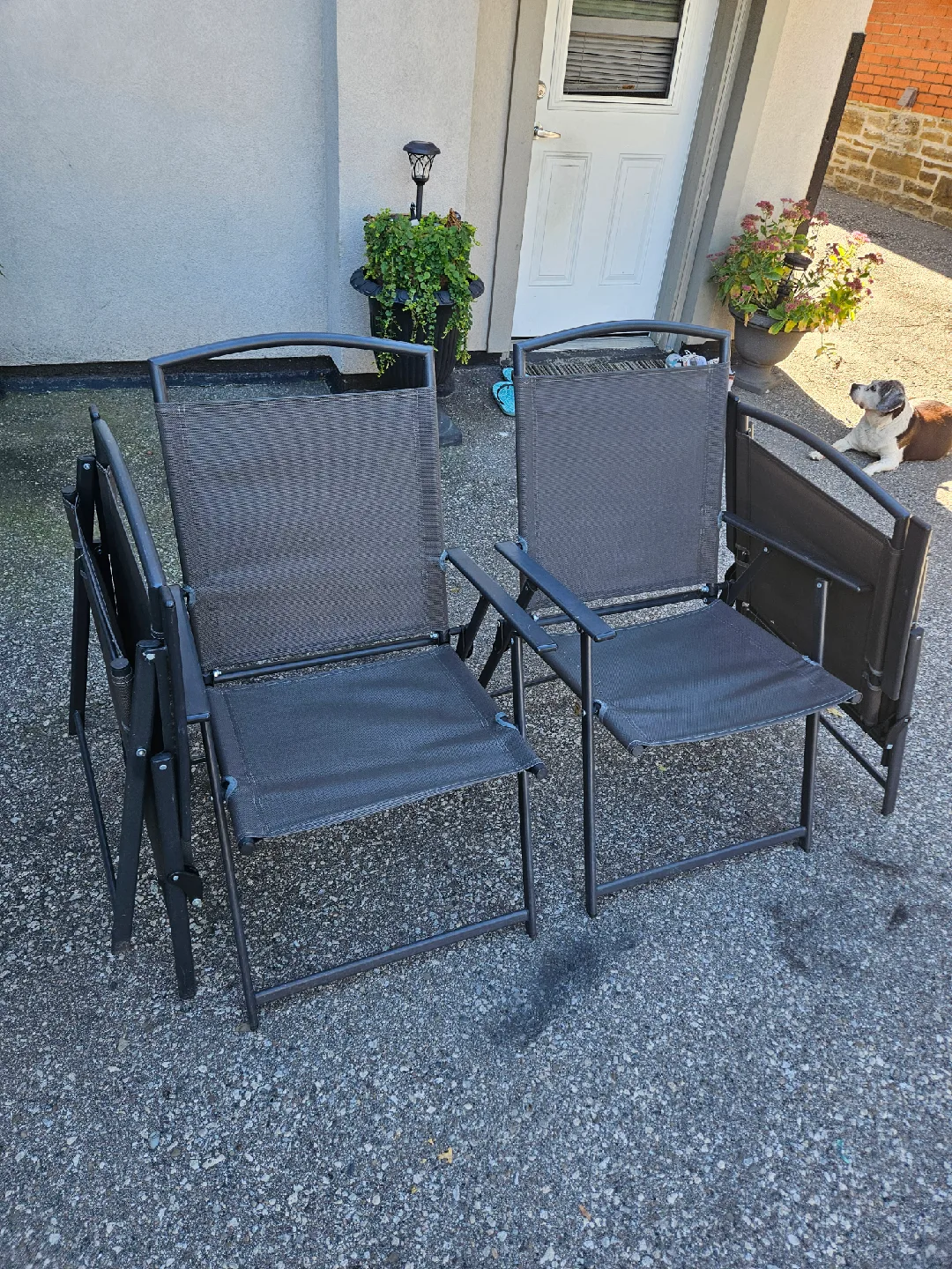 4 Folding Outdoor Chairs - Grey image indicator(2)