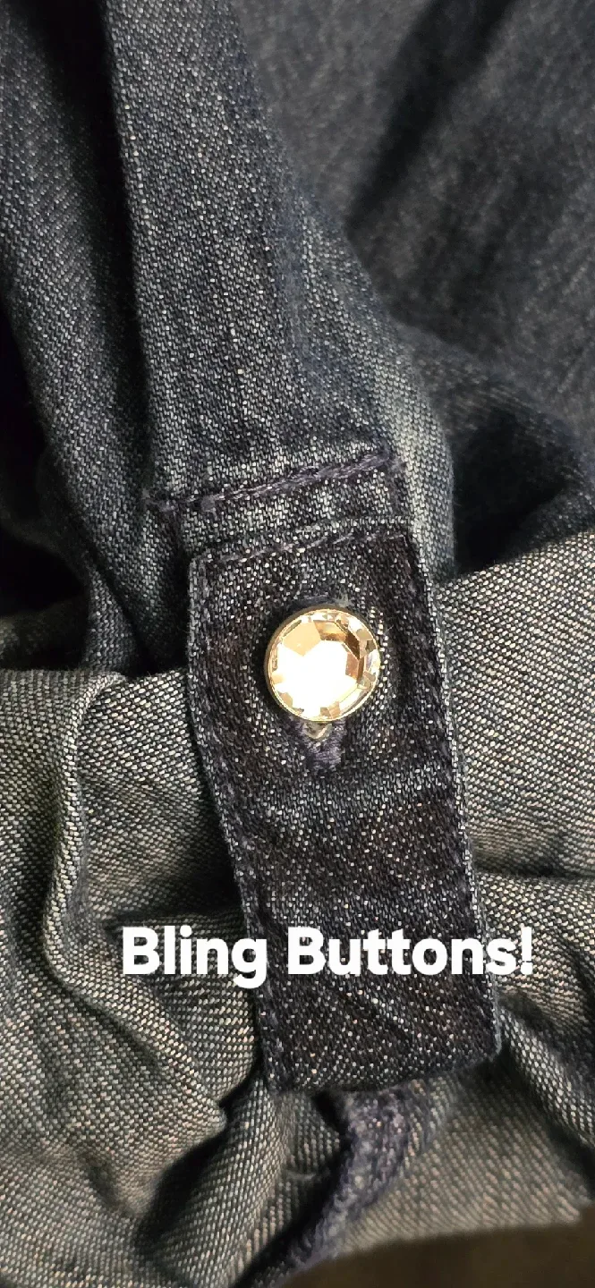 NEW! Guess Denim Shirt with Floral Embroidery! Size Kids 14 image indicator(6)