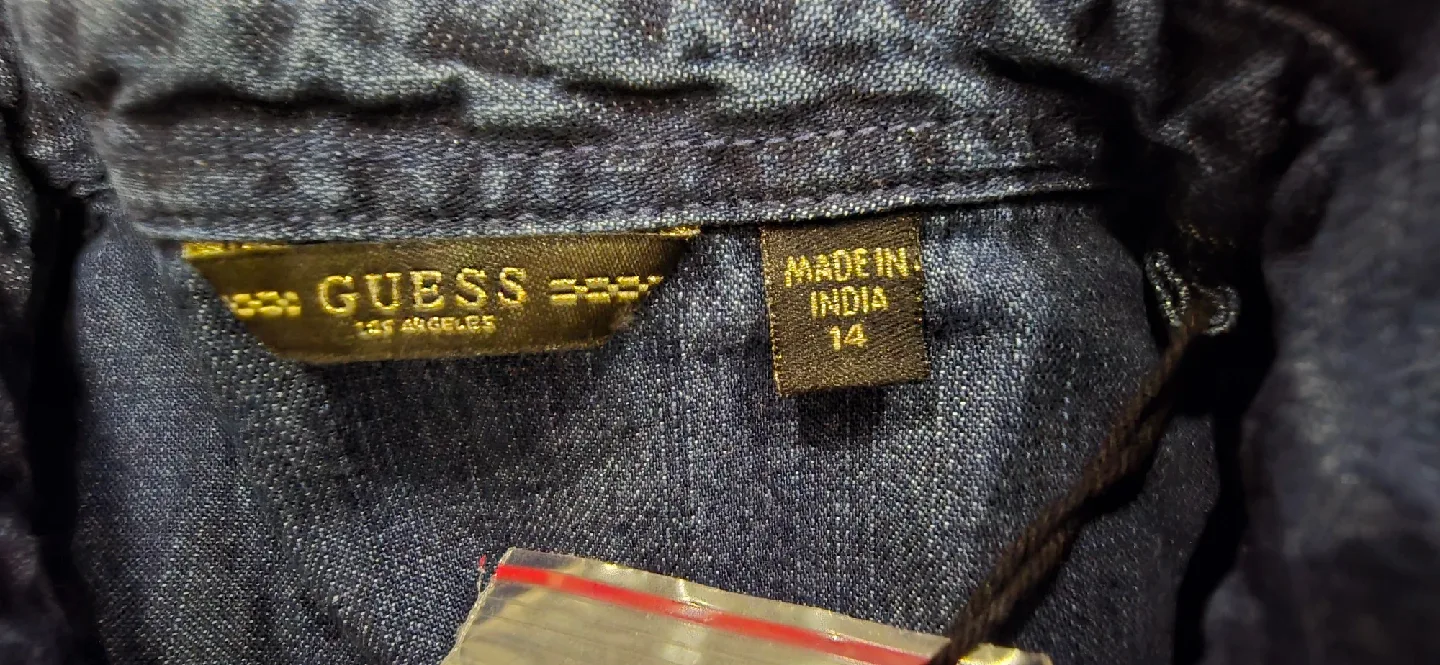 NEW! Guess Denim Shirt with Floral Embroidery! Size Kids 14 image indicator(9)