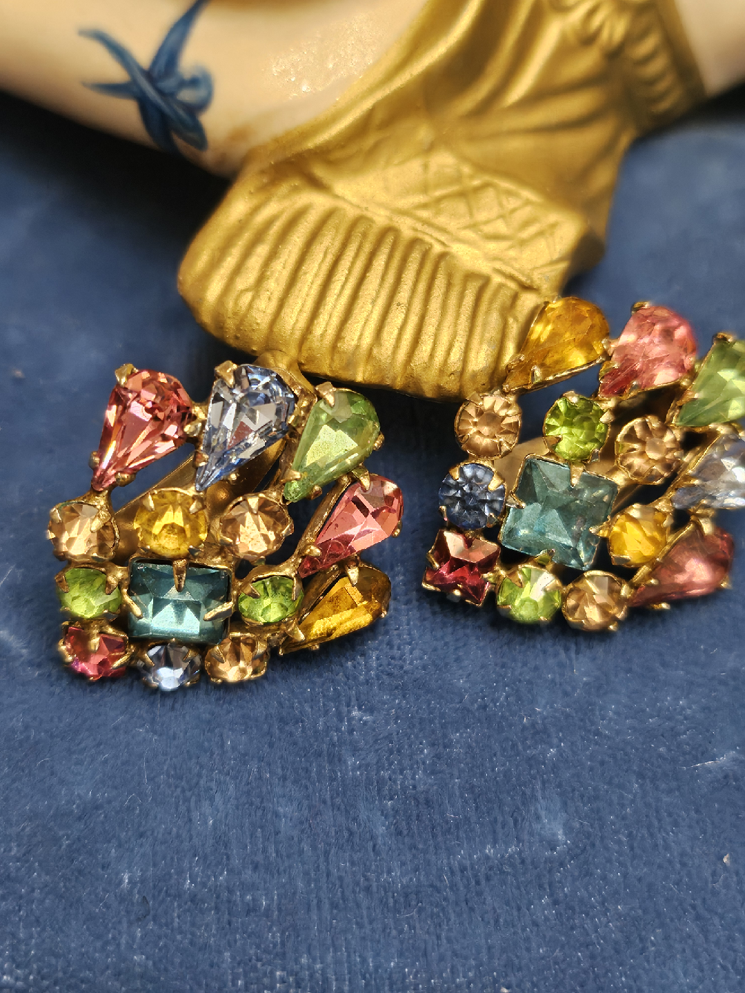 Vintage Multi-Colored Rhinestone Earrings - photo 2