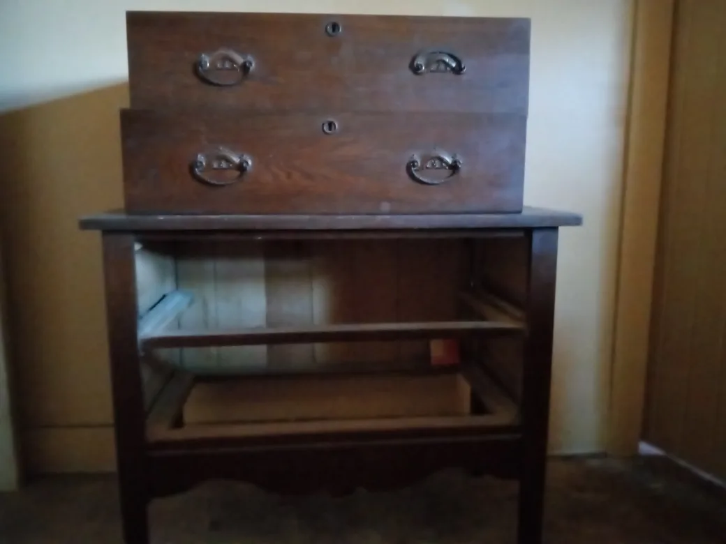 Antique Dark Wood 2-Drawer Dresser image indicator(2)