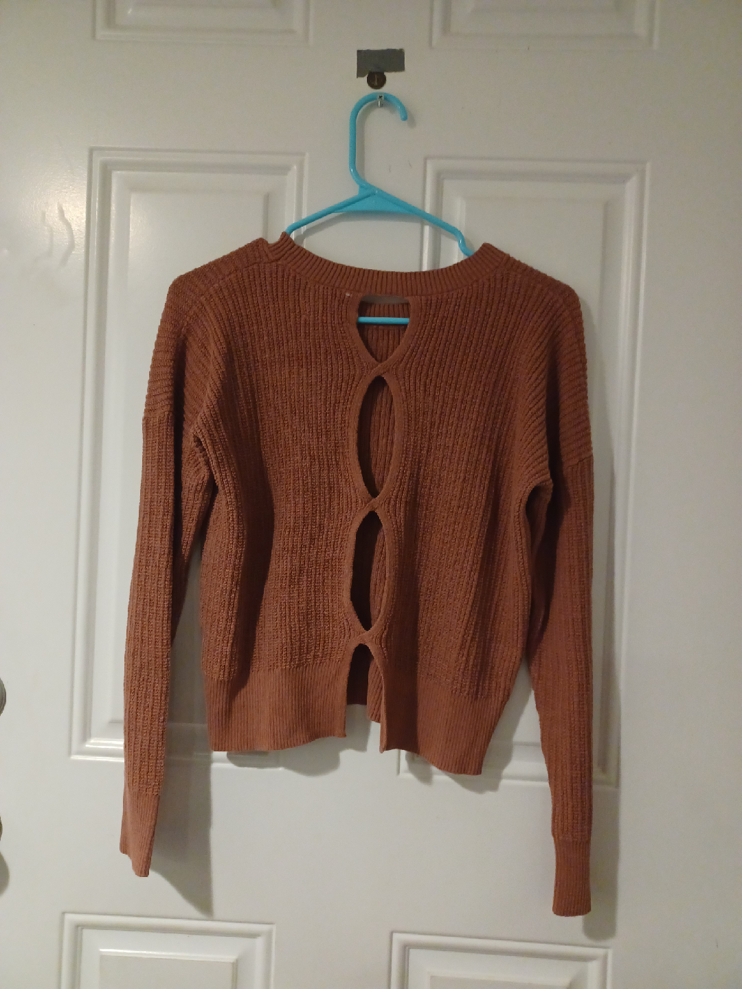 Hippie Rose Brown Cutout Back Sweater - Size M - photo 2