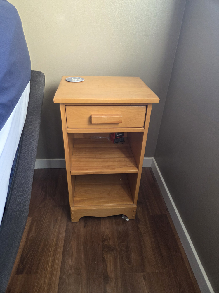 Wooden Nightstand with Drawer & Shelf