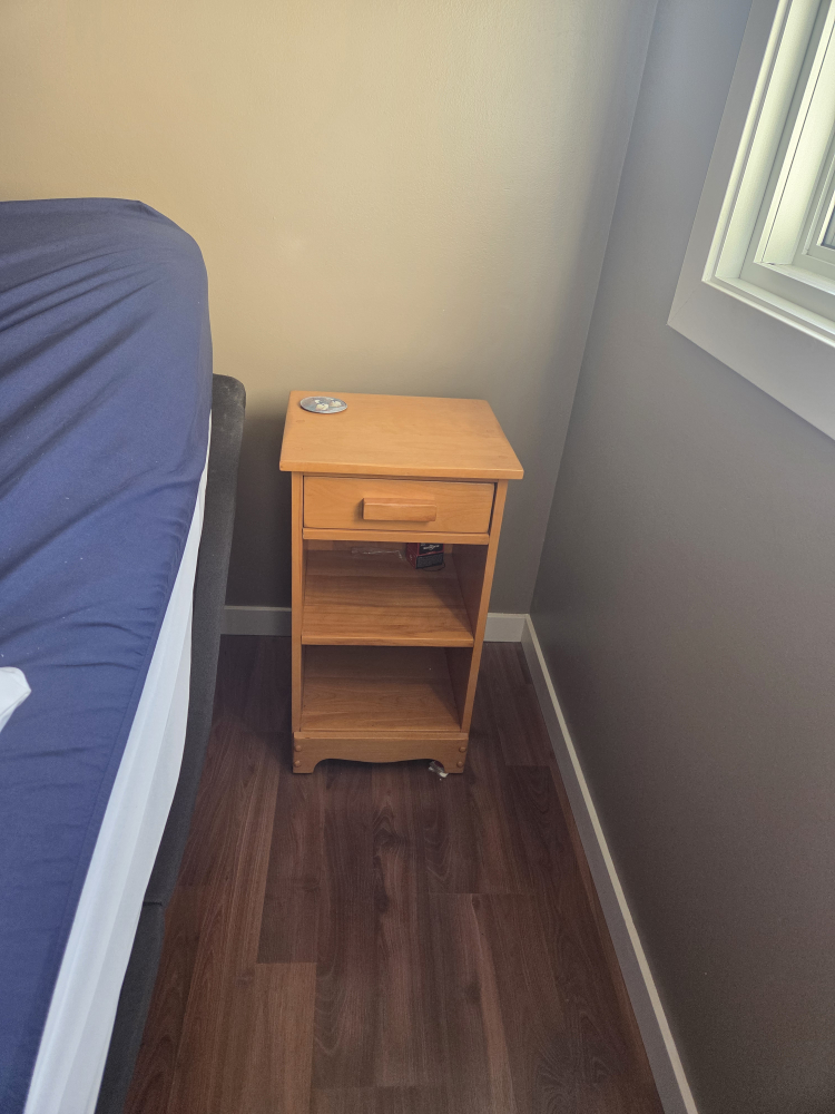 Wooden Nightstand with Drawer & Shelf - photo 3