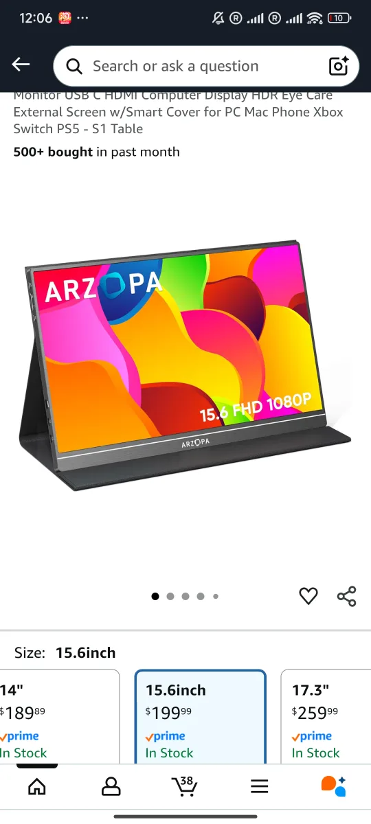 ARZOPA Portable Monitor 15.6 1080P $95 image indicator(6)