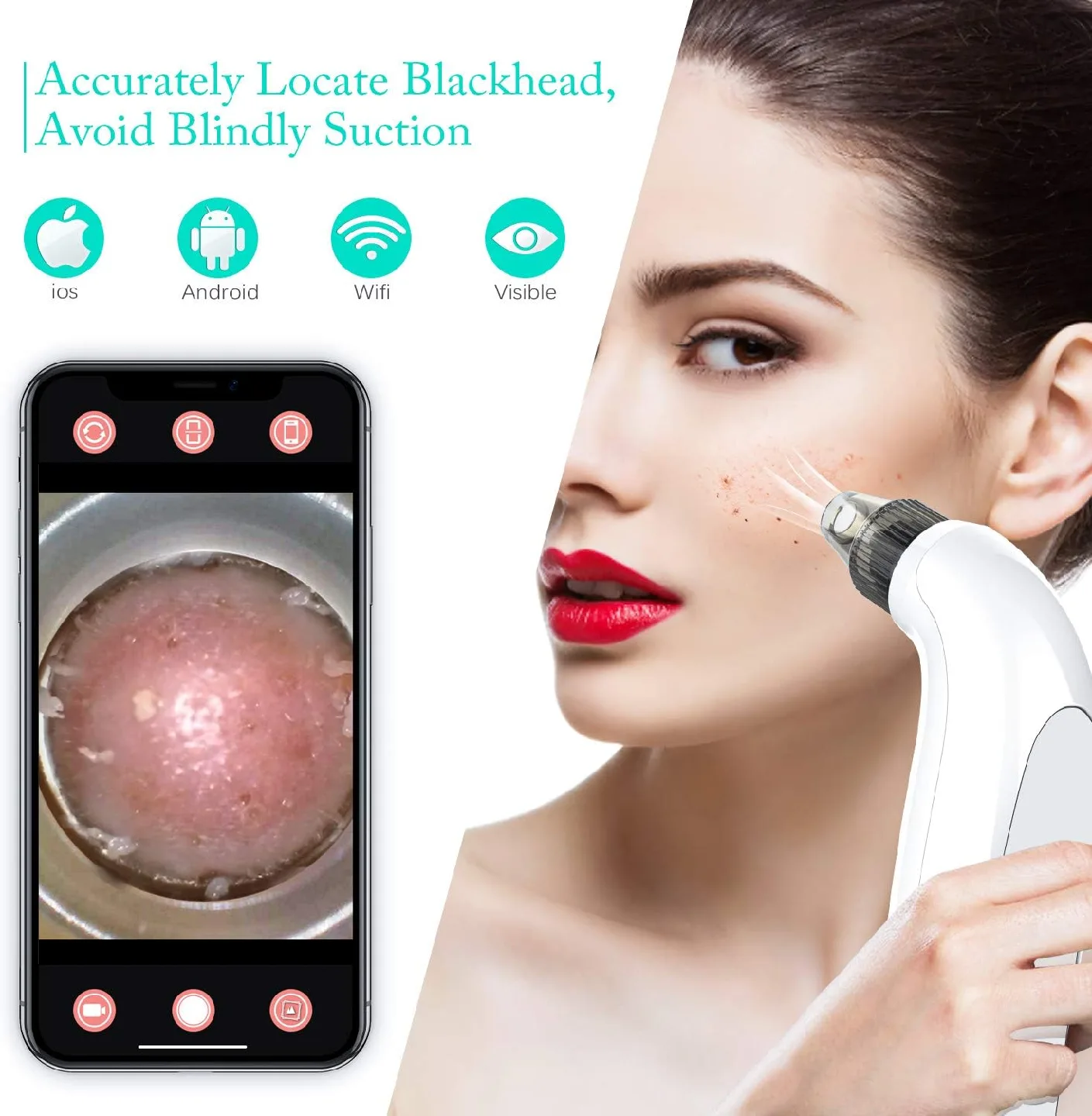 Oiiwak 5MP Visible Blackhead Vacuum, Blackhead Remover image indicator(8)