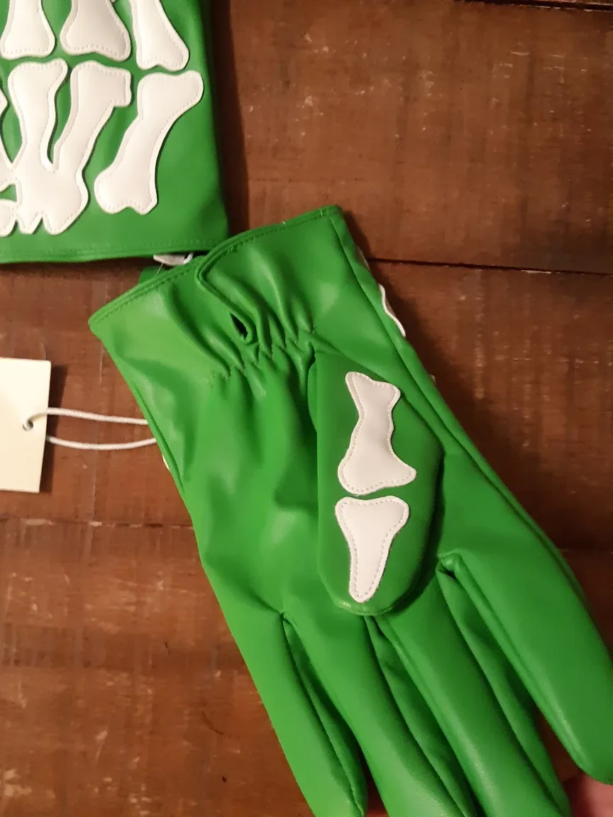 white/green skeleton gloves - new with tag - S/M image indicator(2)