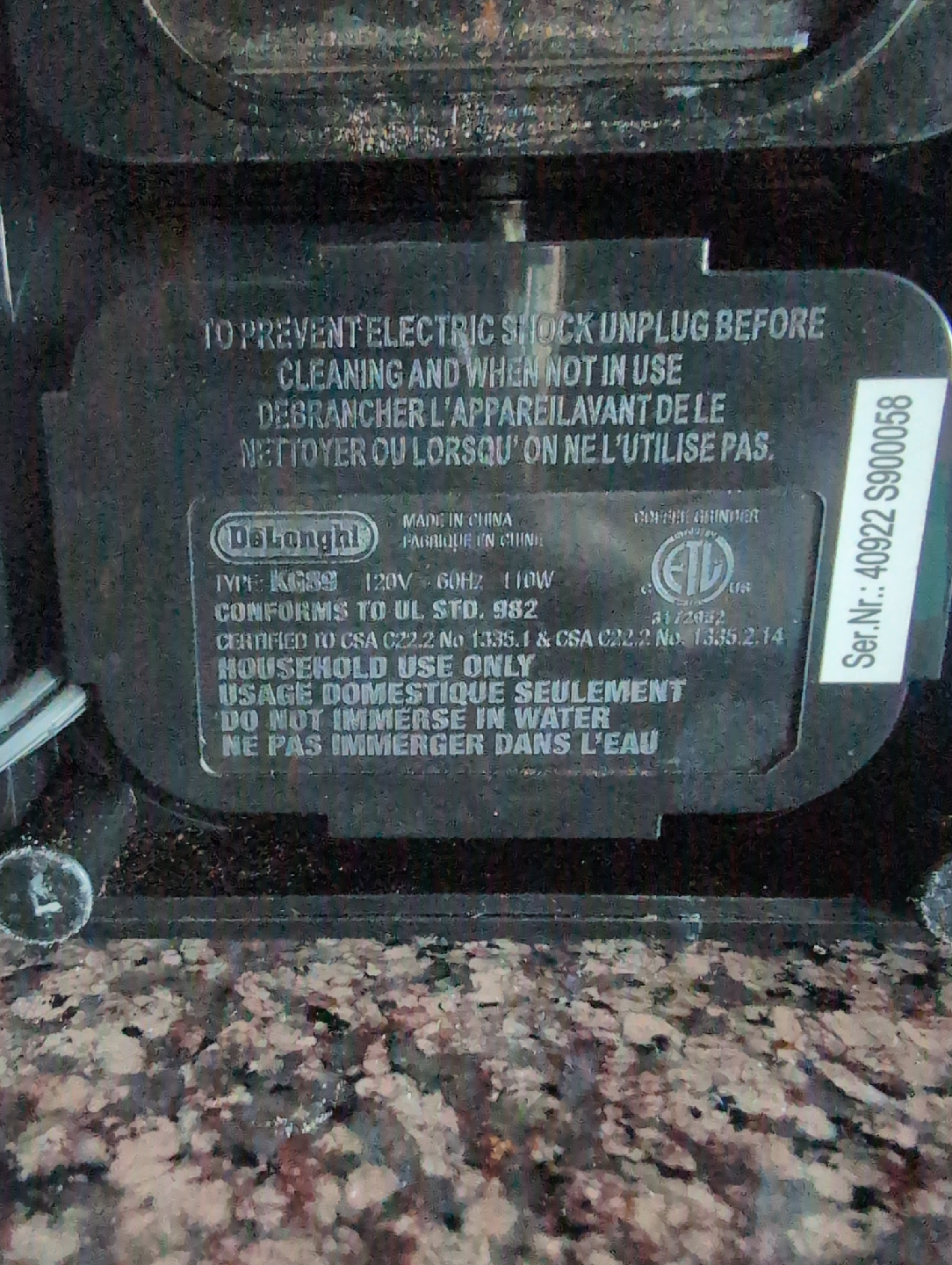 DeLonghi KG59 Coffee Grinder - photo 4