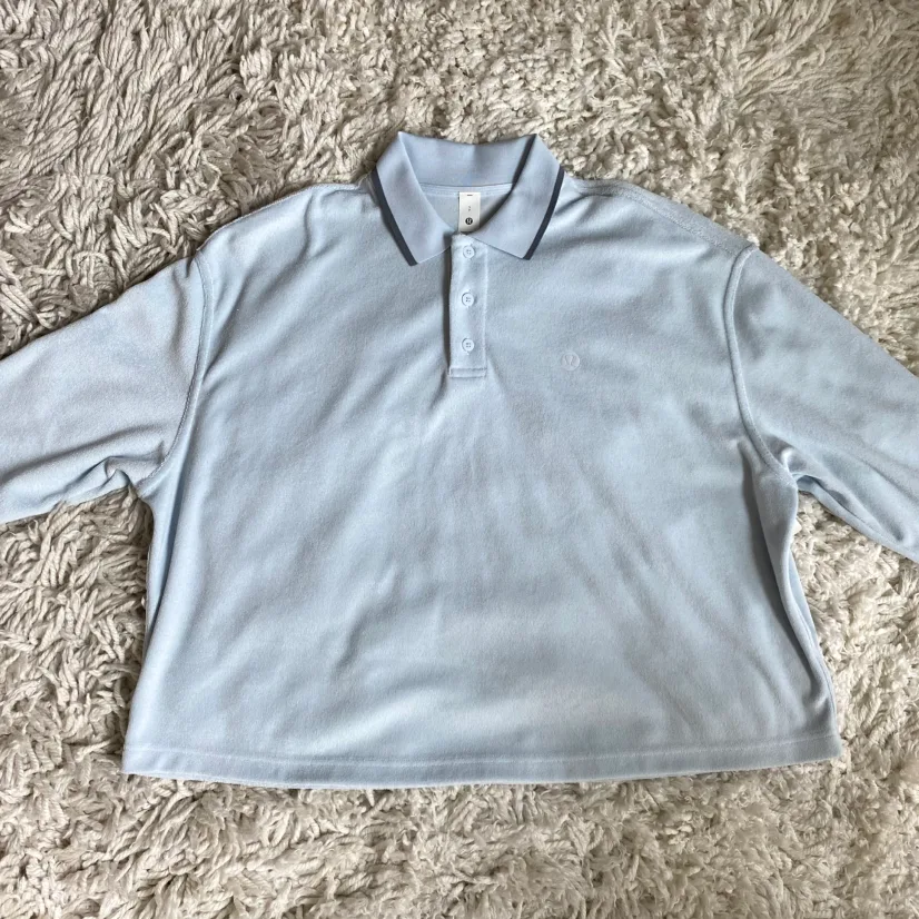 NWT Cotton Terry Relaxed-Fit Polo Shirt - Size S, Starch Blue image indicator(6)