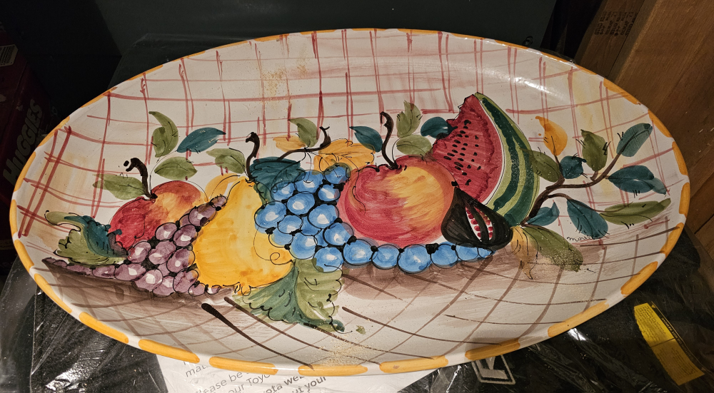 Ceramic Oval Platter with Fruit Design