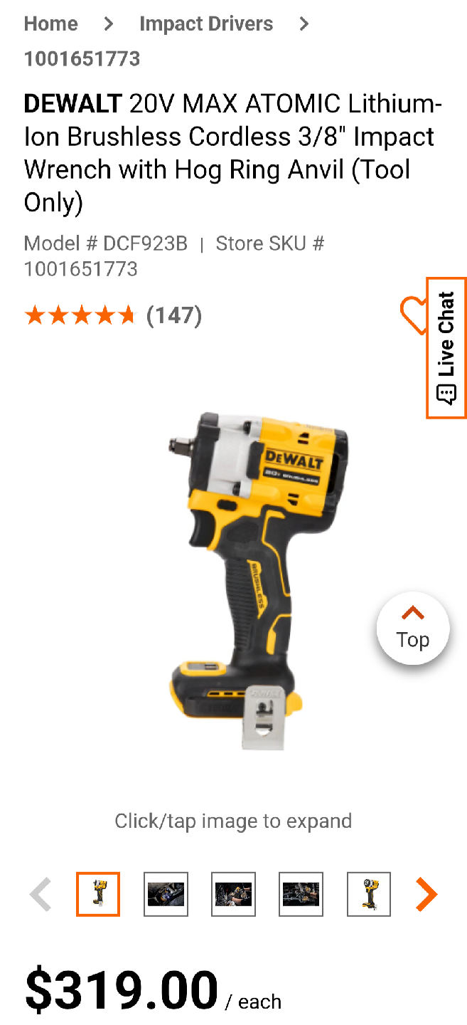 DeWalt 20V MAX ATOMIC Impact Wrench DCF923B - photo 2