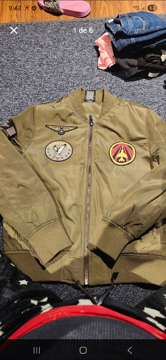 Khaki Bomber Jacket, Size 12-14