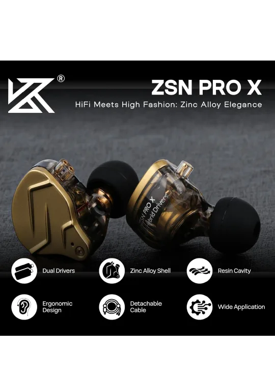 KZ ZSN PRO X Earphones - HiFi Zinc Alloy Elegance image indicator(2)