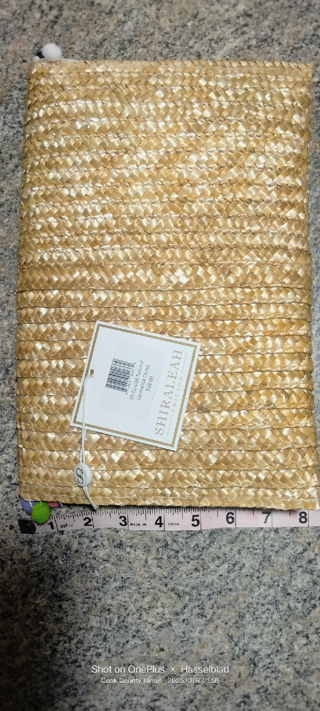 Shiraleah Straw Clutch with Pom Poms - photo 2