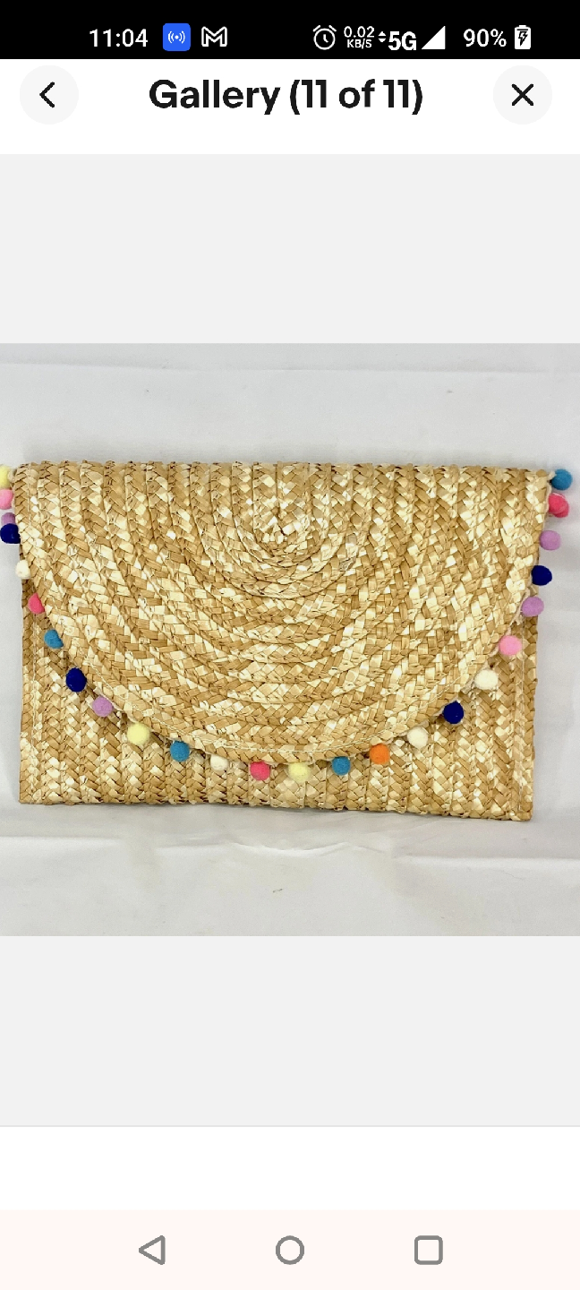 Shiraleah Straw Clutch with Pom Poms - photo 4