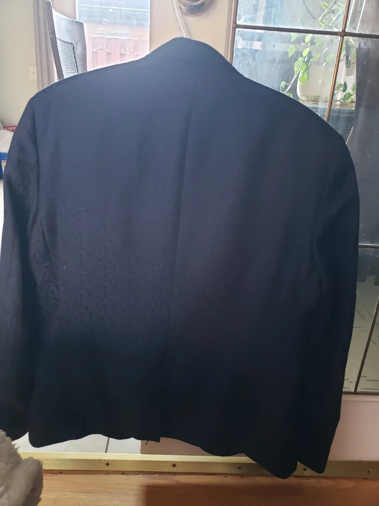 Navy blue pattern blazer with matching vest image indicator(3)