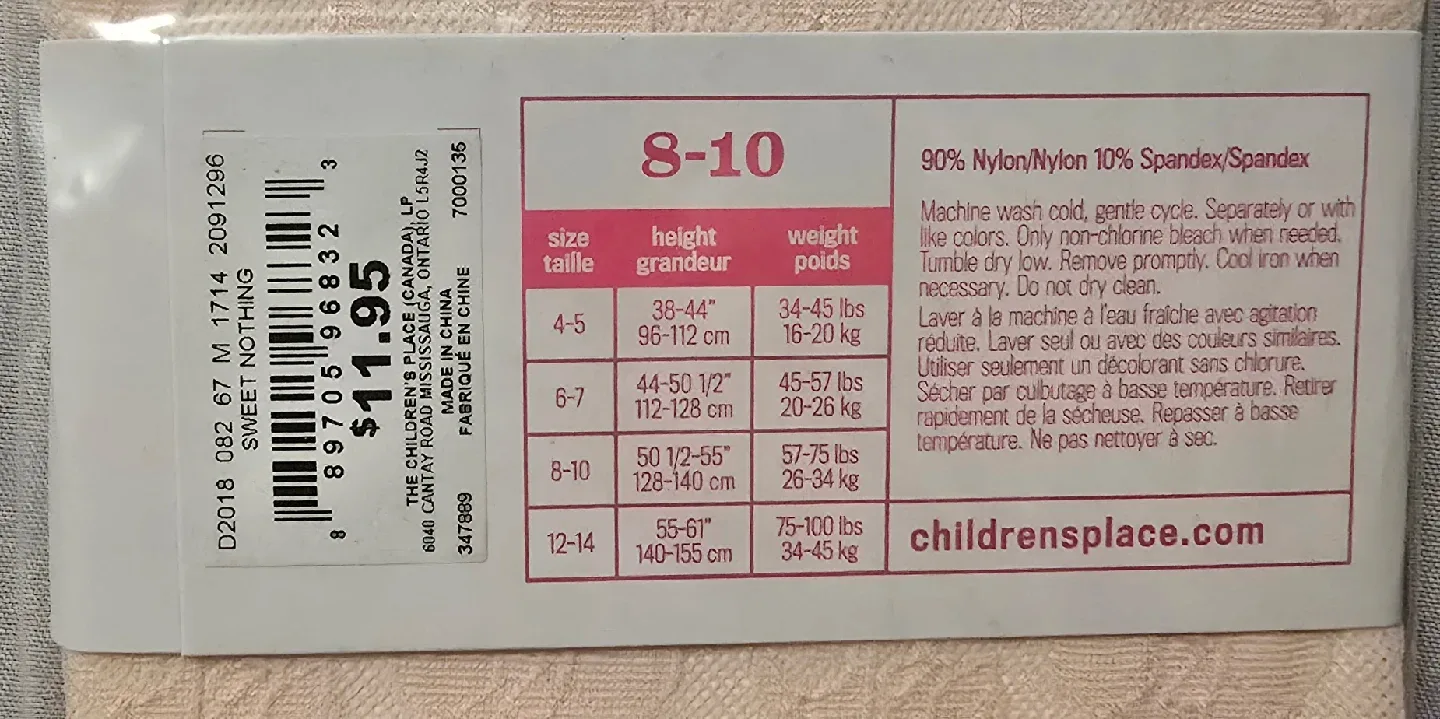 NEW! The Children's Place Pink Lace Designed Tights! - Size 8-10 image indicator(5)