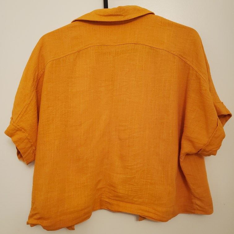 Selected Femme Orange Linen Blend SLFGULIA SS cropped shirt - photo 2