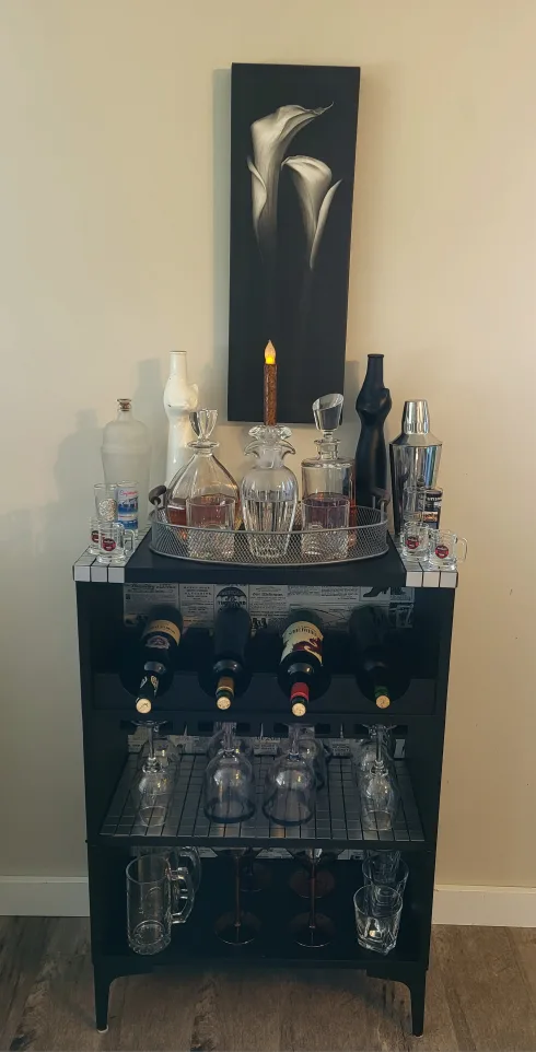 Black Wine Rack/Bar Cabinet image indicator(9)