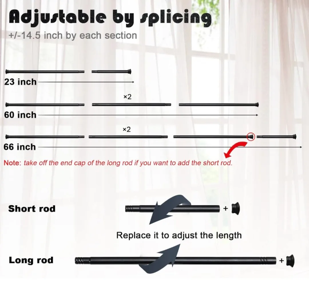 Black Curtain Rod  23"-66", 5/8" Diameter image indicator(5)