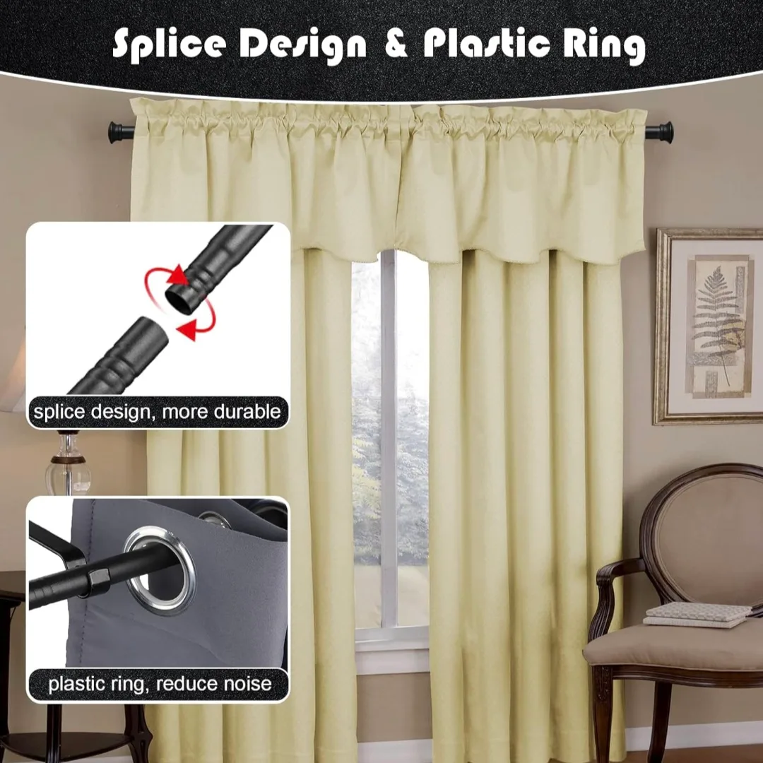 Black Curtain Rod  23"-66", 5/8" Diameter image indicator(6)