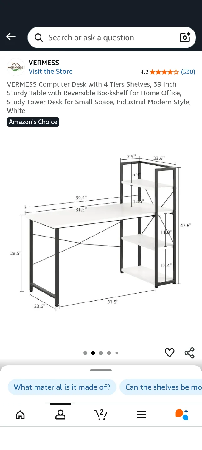 Computer Desk with 4 Tier Shelves image indicator(3)