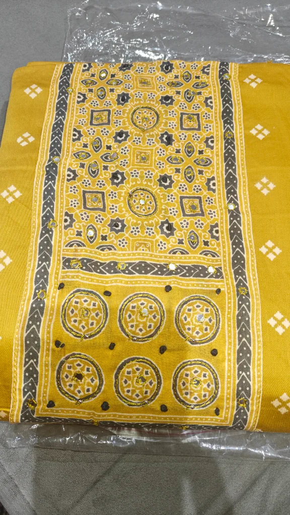 Unstitched Salwar Kameez Suit - Mustard Yellow image indicator(5)