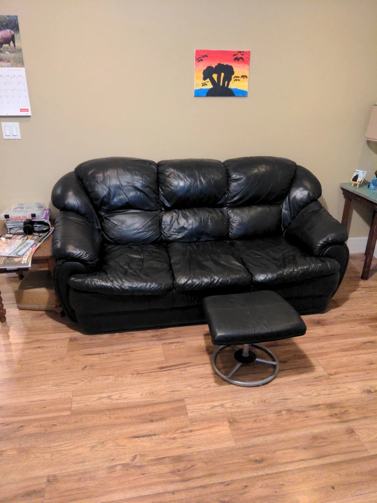 leather couch and knew toaster over