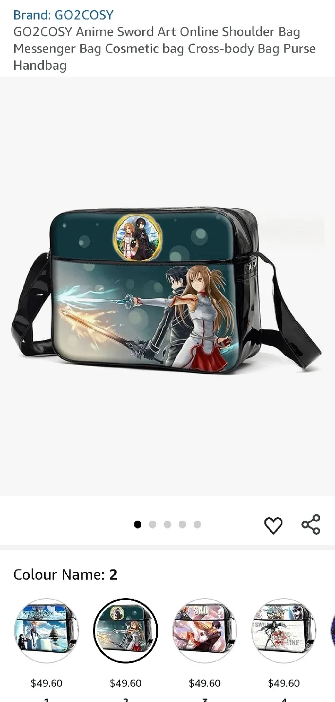 GO2COSY Anime Sword Art Online Shoulder Bag thumbnail