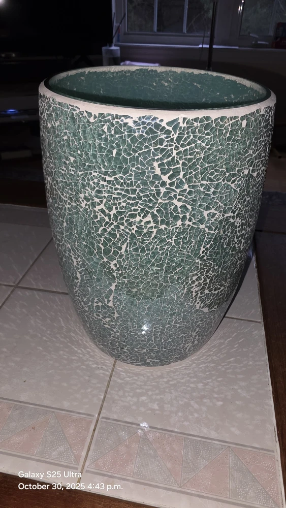 Escenzy Turquoise Mosaic Glass Trash Can - photo 3