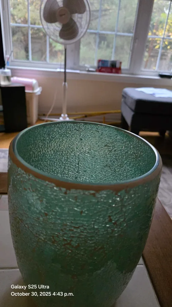 Escenzy Turquoise Mosaic Glass Trash Can image indicator(6)