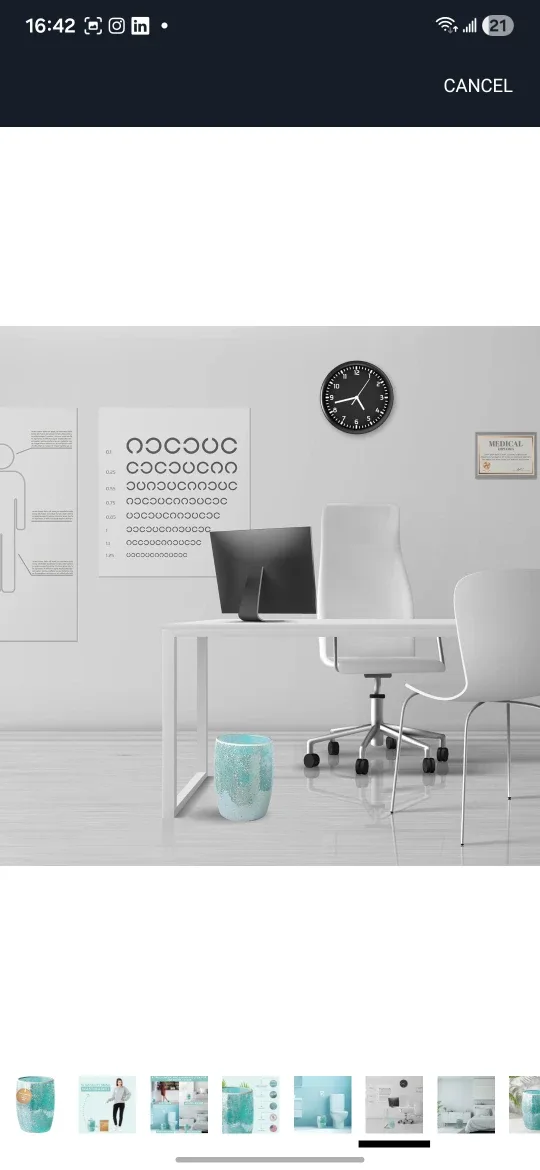 Escenzy Turquoise Mosaic Glass Trash Can image indicator(7)