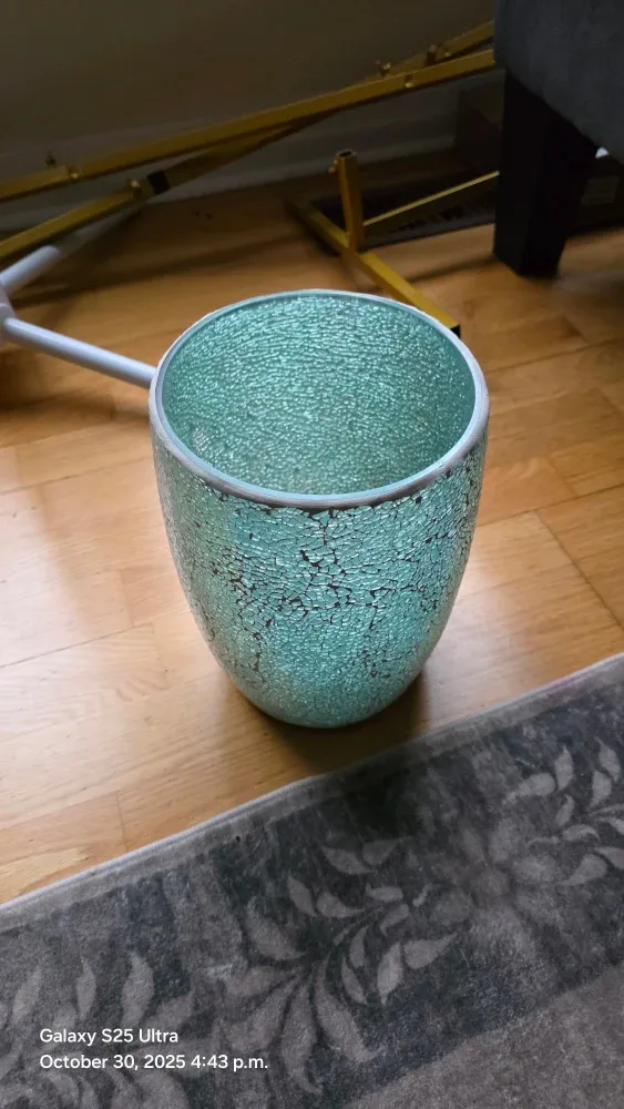 Escenzy Turquoise Mosaic Glass Trash Can image indicator(8)