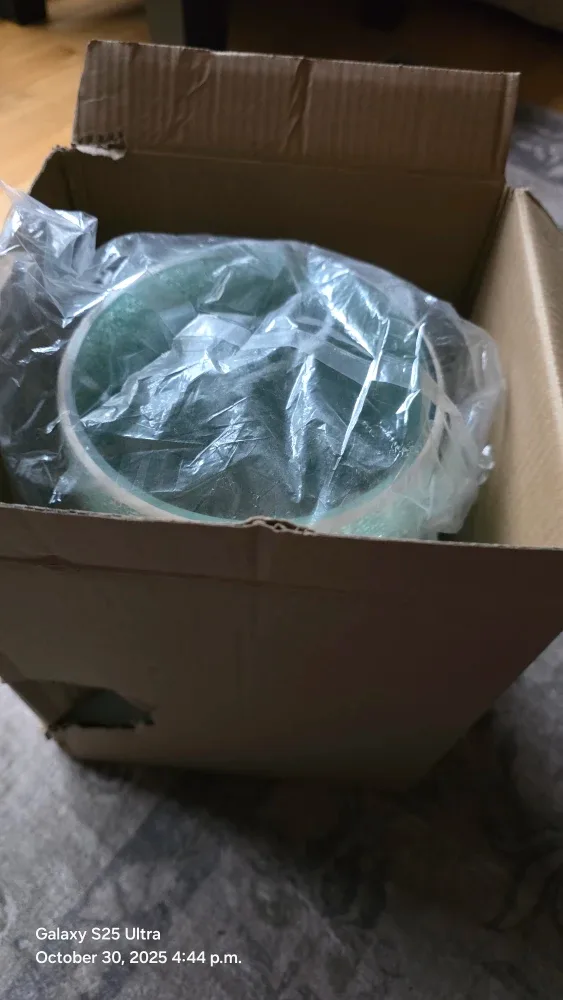 Escenzy Turquoise Mosaic Glass Trash Can image indicator(9)