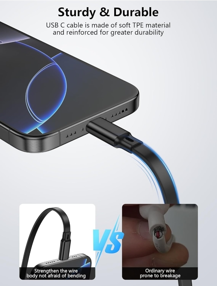 100W USB C Cable, Fast Charging, Retractable - photo 5