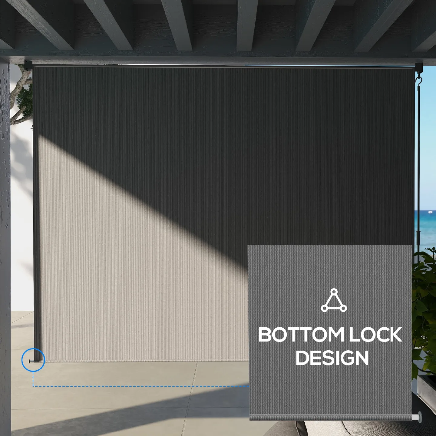 Outdoor Roller Shade 95.3" x 72" Gray image indicator(6)