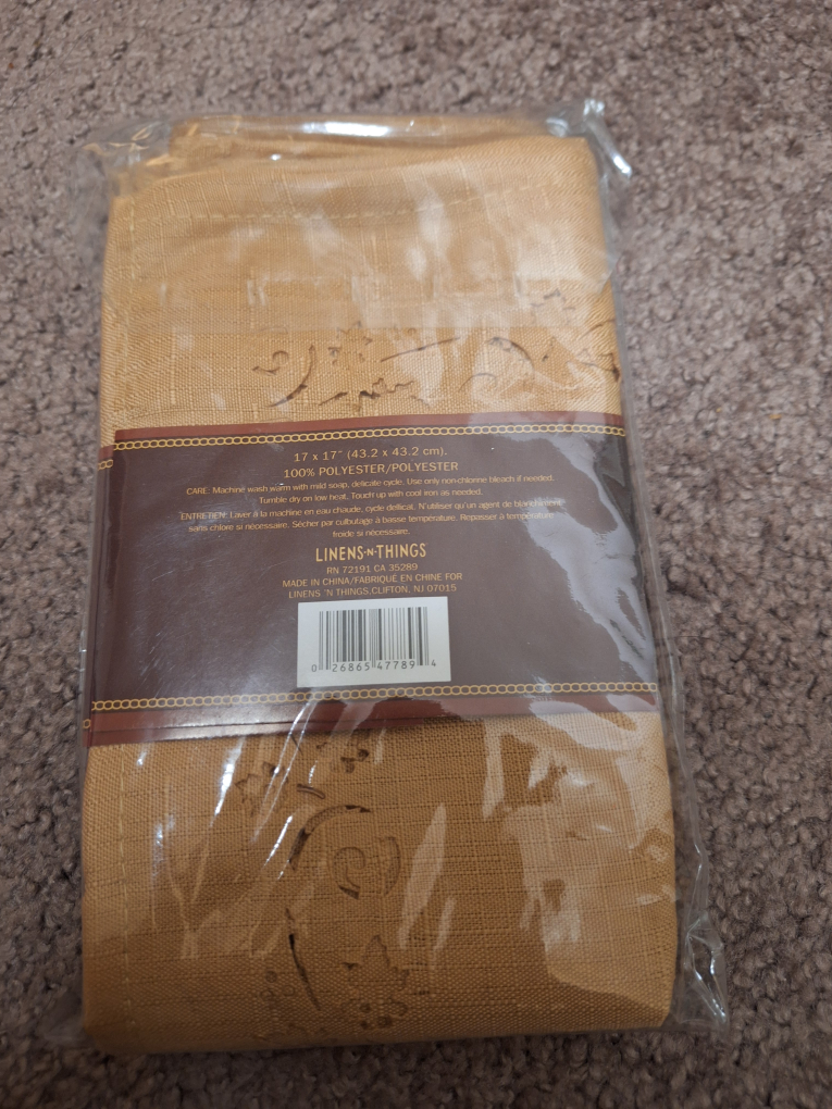 Linens & Things Leaf Scroll Napkins, Set of 4, New - photo 2