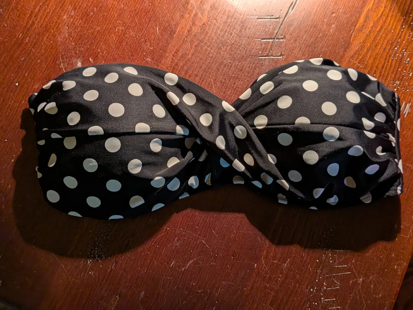 Polka Dot Bikini Top - Black & White thumbnail