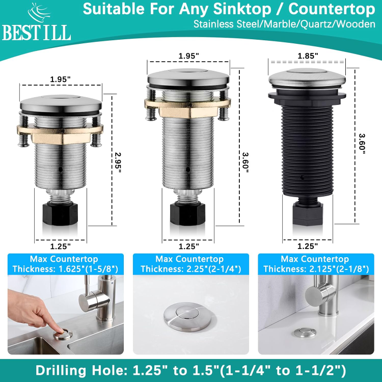 BESTILL Sink Top Garbage Disposal Air Switch Kit with Single - photo 2