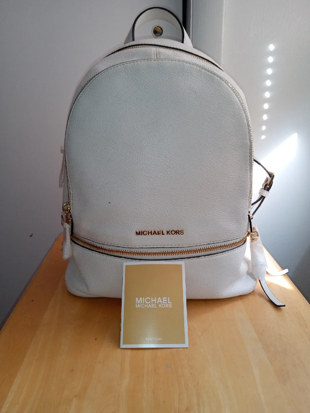 Brand New "Michael Kors White Leather Backpack