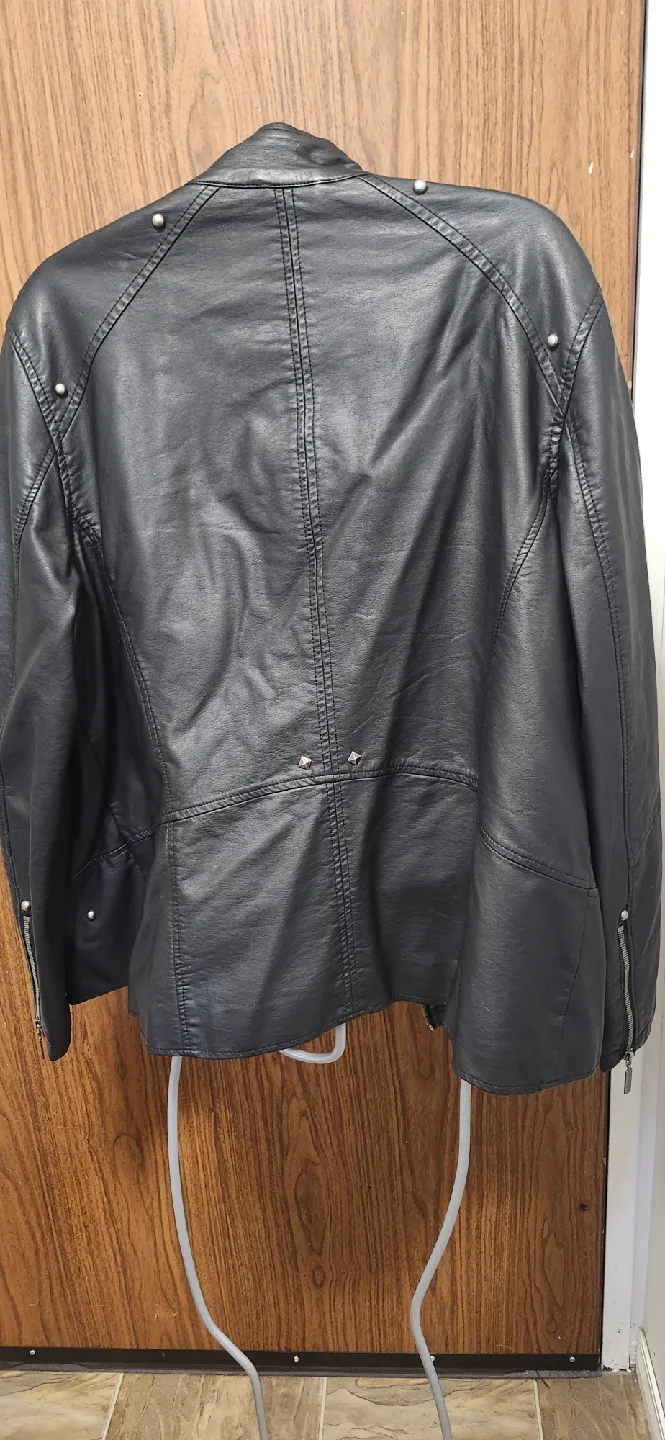 Addition Elle Black Faux Leather Jacket sz 18 xxl image indicator(4)