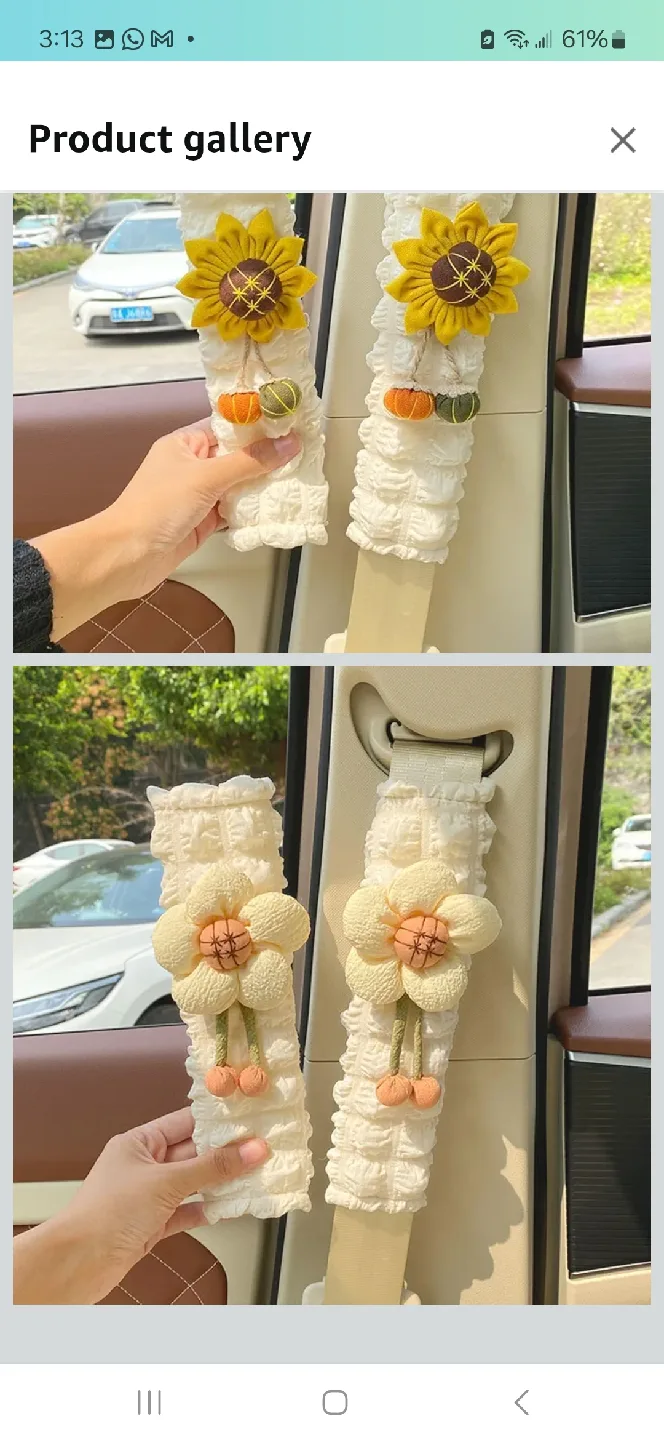 Lovely Flower Car Seat Belt Cover - White image indicator(10)