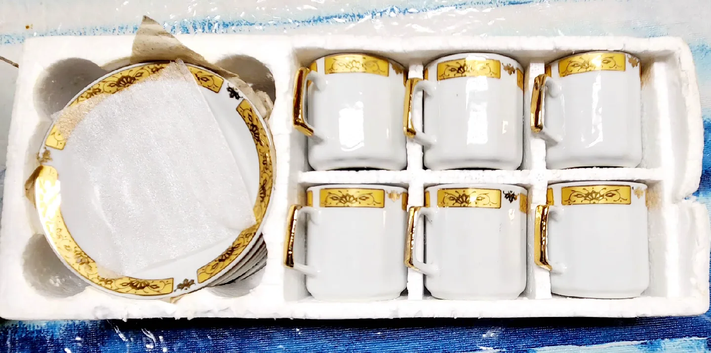 brand new TurkishTea Cup Set - White and Gold image indicator(2)