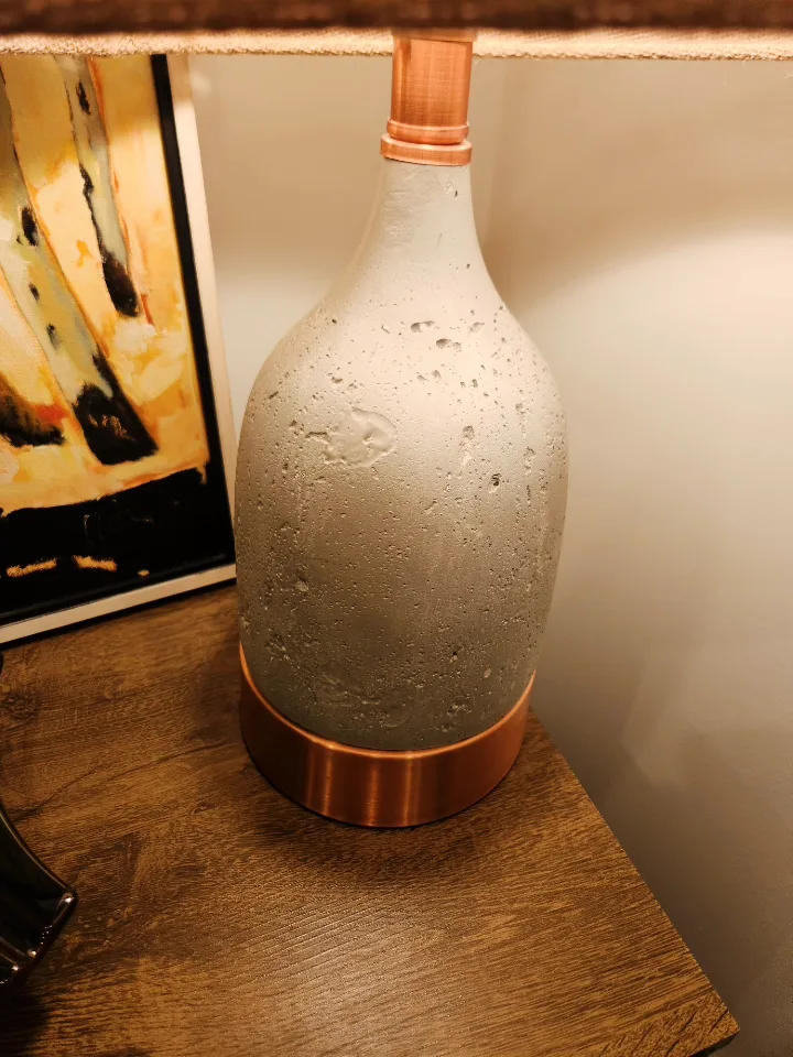 Modern Table Lamp - Concrete Base, Burlap Shade image indicator(4)