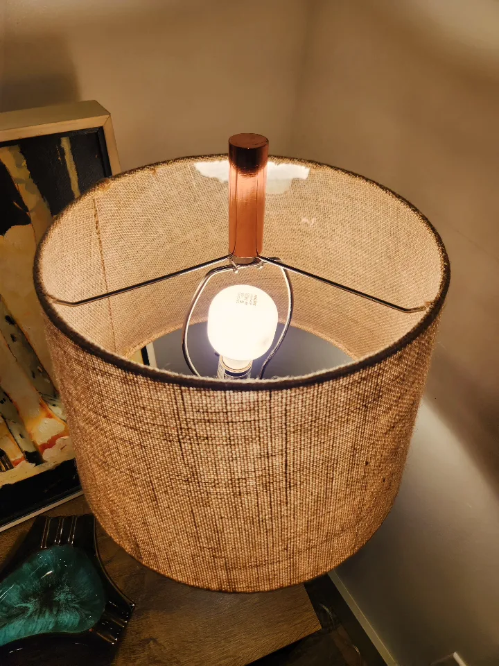 Modern Table Lamp - Concrete Base, Burlap Shade image indicator(7)