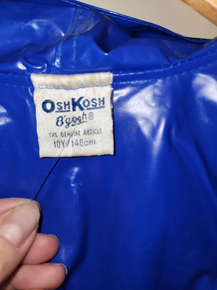 OshKosh B'gosh Blue PVC Raincoat - Size 10Y/140cm EUC image indicator(2)